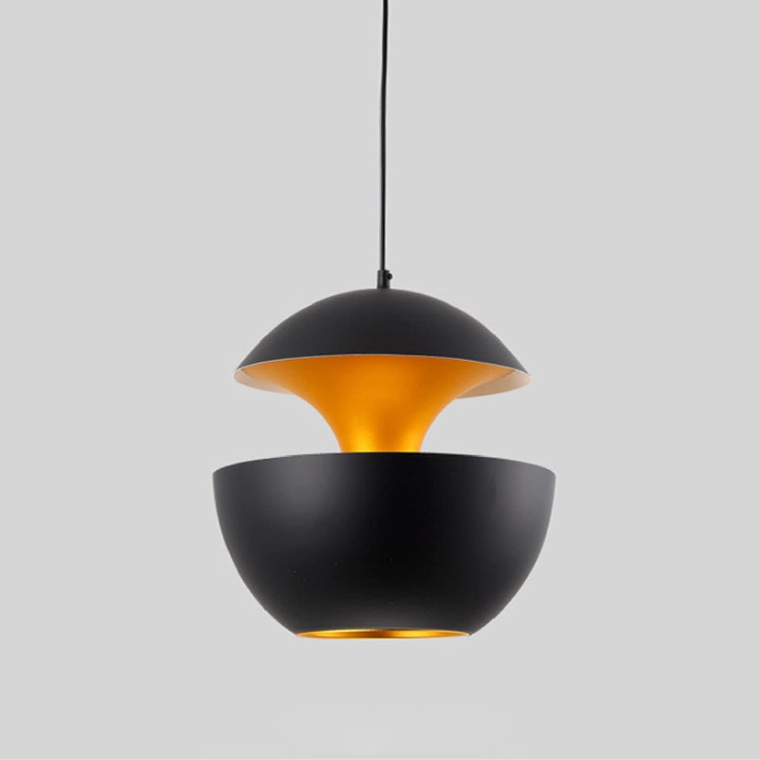 Nordic Modern Retro Luxe Hanglamp - Vintage Industriële E27 Edison Fitting - Enkelvoudige Kop - Keuken Eiland Cafe Pendelverlichting - Zwart - Diameter 35 cm - Voor Woonkamer, Slaapkamer, Kantoor - Scandinavisch Design