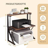 3-Laags Printerstandaard met Opbergrekken – 54x33x69 cm – Metalen Frame &amp; Houten Planken – Multifunctioneel voor Kantoor, Keuken of Woonkamer