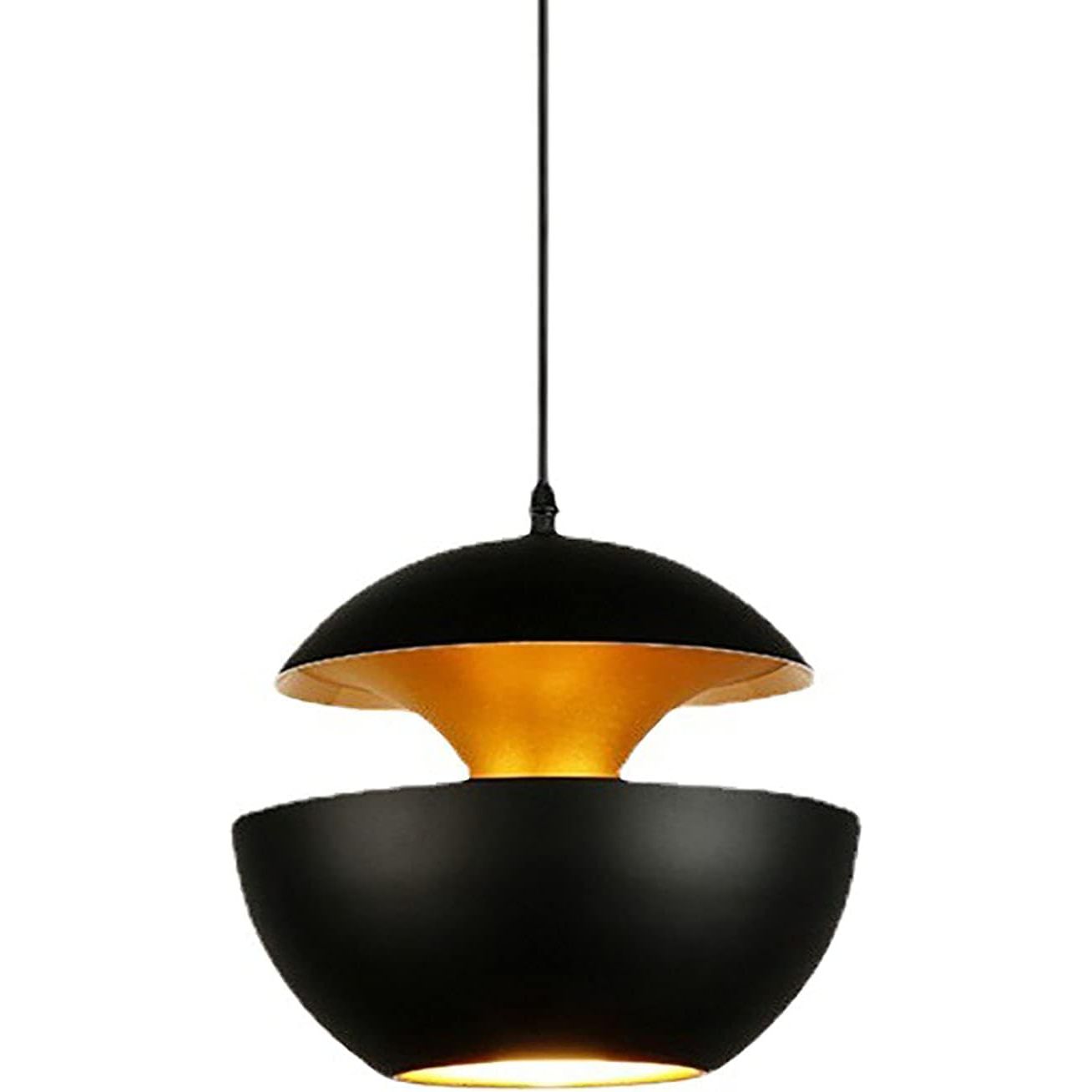 Vintage-Industrieel-Hanglamp - Zwart-Aluminium-Kap - E27-Fitting - Verstelbare-Kabel-150cm - Ø35cm - Zonder-Lichtbron - Plafondlamp-Modern-Lichtarmatuur - Voor-Woonkamer-Eetkamer-Hal-Slaapkamer