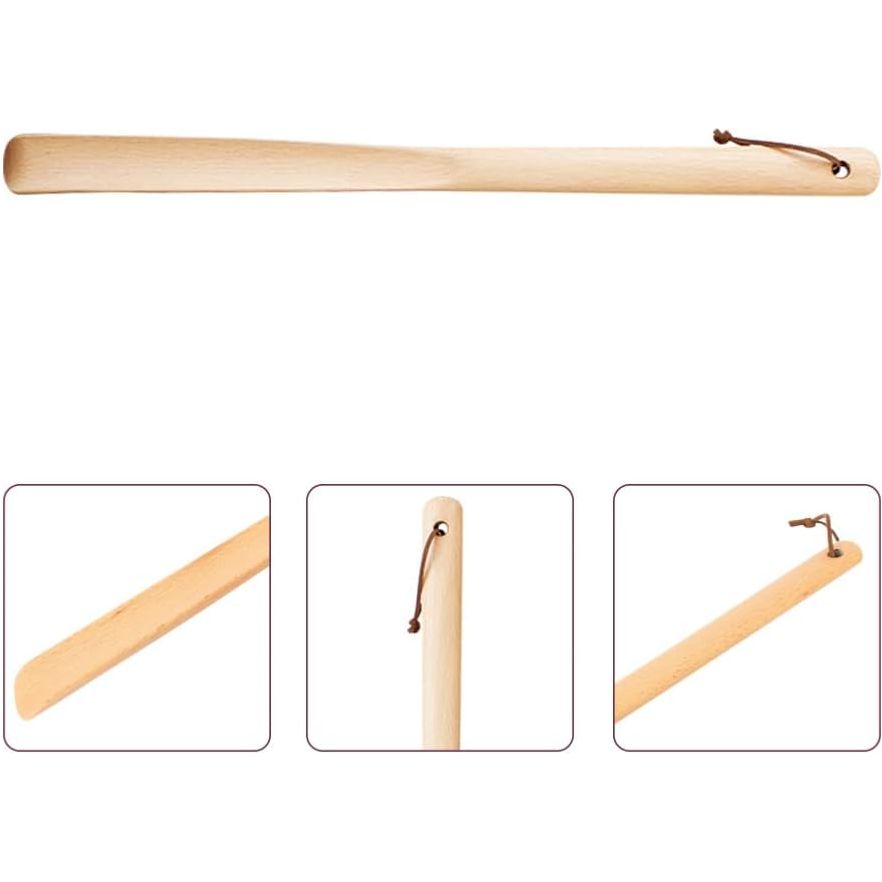 XXL - Houten Schoenlepel met Lange Handgreep - 50cm – Gemakkelijk Schoenen Aantrekken – Duurzaam & Lichtgewicht met Ophangkoord – Ideaal Cadeau voor Ouderen & Zwangere Vrouwen