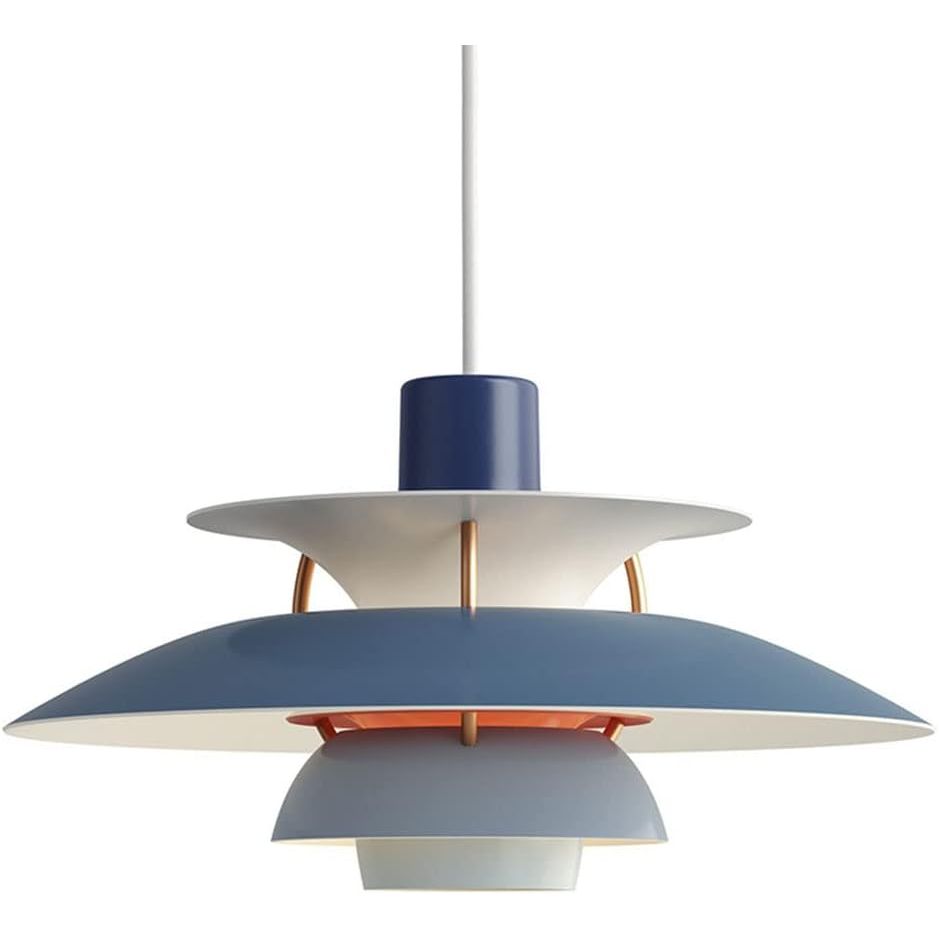 Moderne Scandinavische Hanglamp Ø30 cm – Aluminium Kleurverloop Blauw – E27 LED Plafondlamp voor Eetkamer, Woonkamer of Slaapkamer – In Hoogte Verstelbare Design Hanglamp – Elegante Kegelvormige Lamp voor Tafel of Keuken
