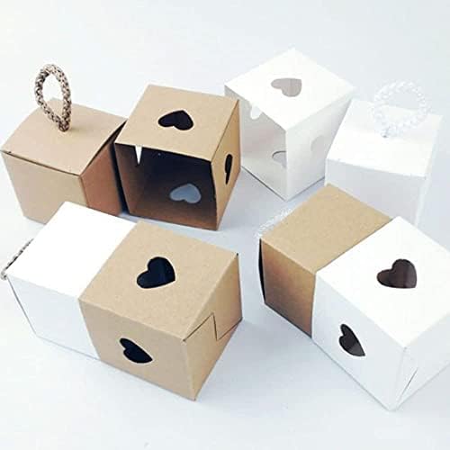 Kraft Papieren Snoepdozen - Vintage Stijl - Ideaal voor Bruiloft en Verjaardagsfeesten - Recyclebaar - Bruin en Wit - Set van 50