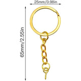 Set van 60 Gouden Sleutelringen met Ketting - Metaal - 25mm Diameter - Voor Sleutelhangers & Creatieve Ambachten - Zilver/Goud Combo