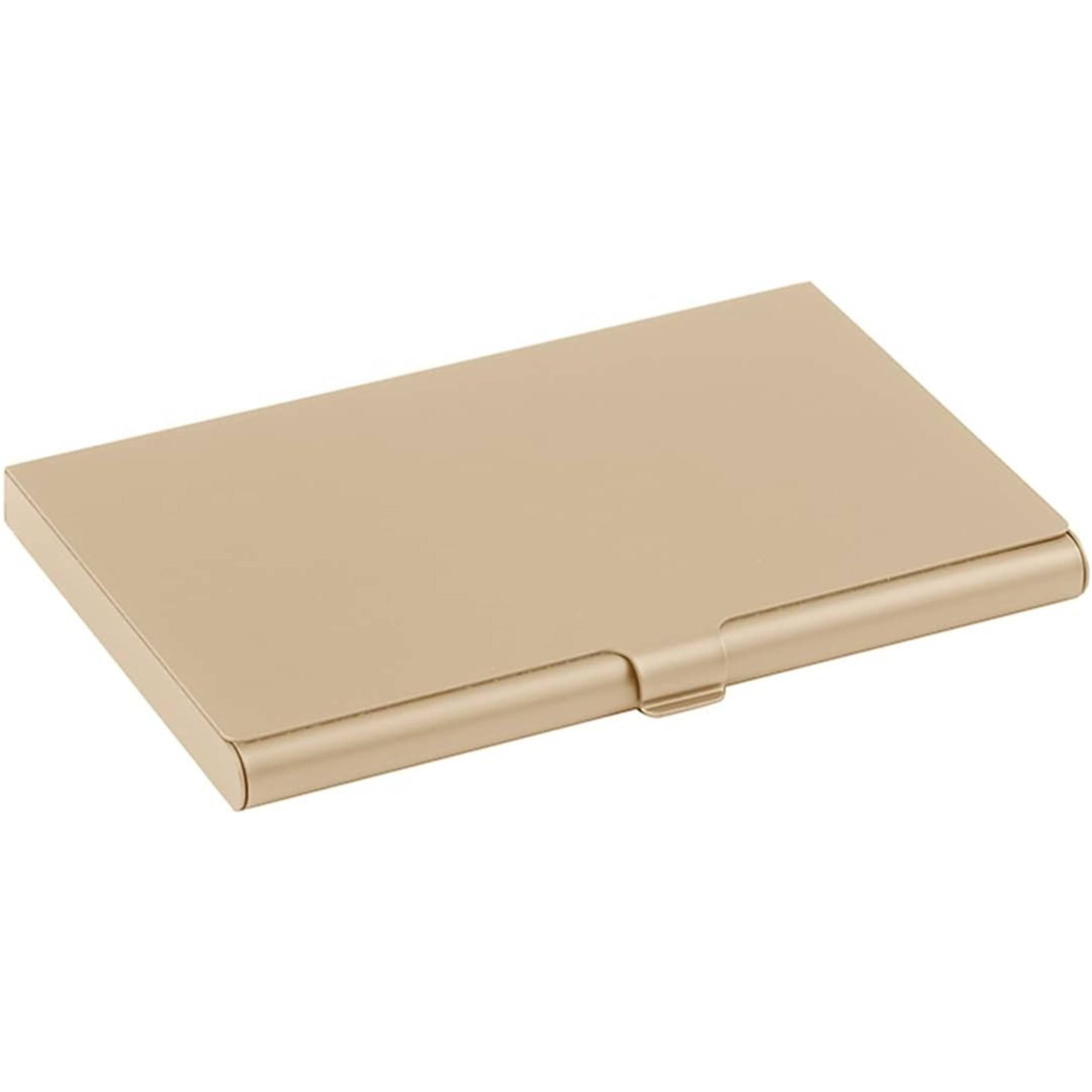 3 Delige Set RVS Visitekaarthouders - Stijlvolle en Robuuste Roestvrijstalen Visitekaarthouders Set – Professionele Uitstraling voor Zakenlieden en Ondernemers – Compacte en Draagbare Business Card Cases in Zwart, Goud, Zilver – Ruimte voor 13 Kaarten