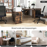 Rollkast met 5 Lades - Mobiele Ladekast - 48x39,5x65,5 cm - Bruin - Houtmateriaal - Met 360° Wielen en Afneembare Rollen - Ideaal voor Kantoor, Slaapkamer en Woonkamer