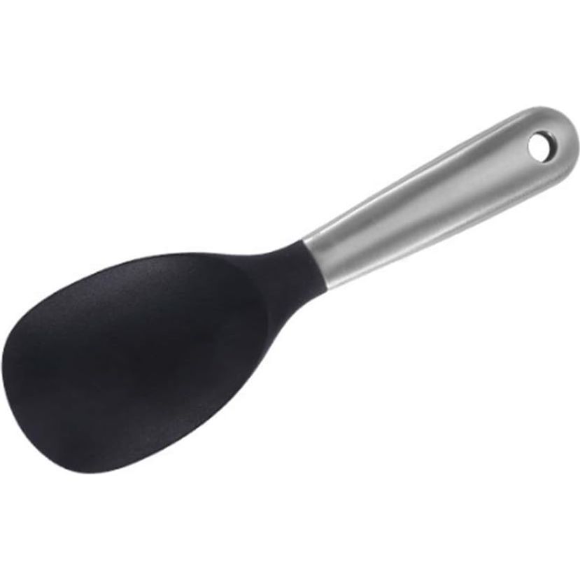 Premium Roestvrijstalen Siliconen Rijstlepel - Antikleef en Eenvoudig Te Reinigen - Ideaal voor Dagelijks Gebruik - Duurzaam en Betrouwbaar Keukengerei - 23*7 cm - Zwart