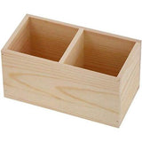 Houten Potloodhouder Met 2 Vakken - Rechthoekig Bureau Penhouder - Opbergrek Voor Afstandsbediening, Make-up Kwasten, Cosmetica en Stationery - Geschikt Voor Thuis en Kantoor - Duurzaam Houten Organizer - 20 x 8 x 8 cm