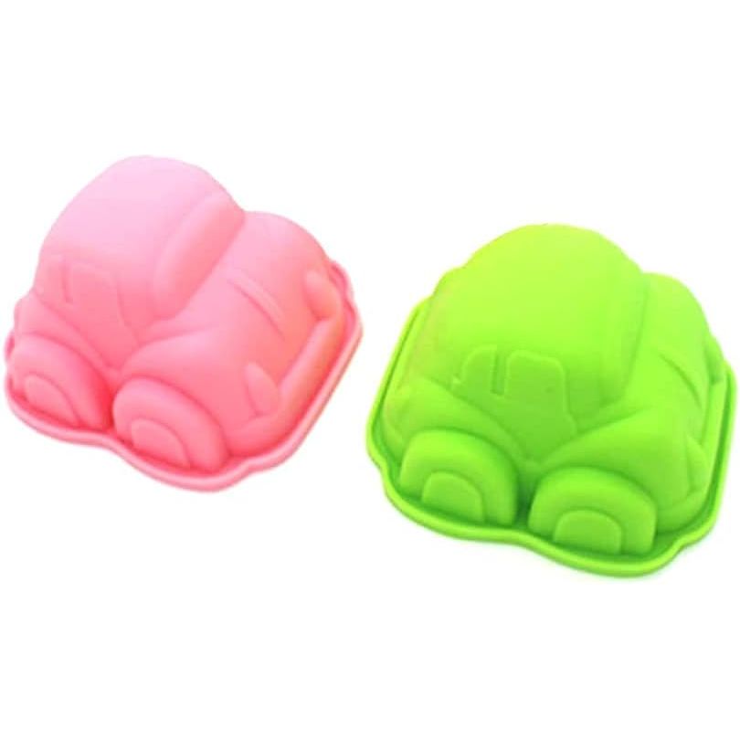 4 Stuks - Silicone Bakvormen - 3D Cartoon Auto Design - Ideaal voor Fondant, Gelei, Chocolade - Kindvriendelijk - Hittebestendig tot 230°C - Perfect voor Feestjes & Creatief Bakken - Willekeurige Kleur - Set van 4
