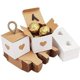 Kraft Papieren Snoepdozen - Vintage Stijl - Ideaal voor Bruiloft en Verjaardagsfeesten - Recyclebaar - Bruin en Wit - Set van 50
