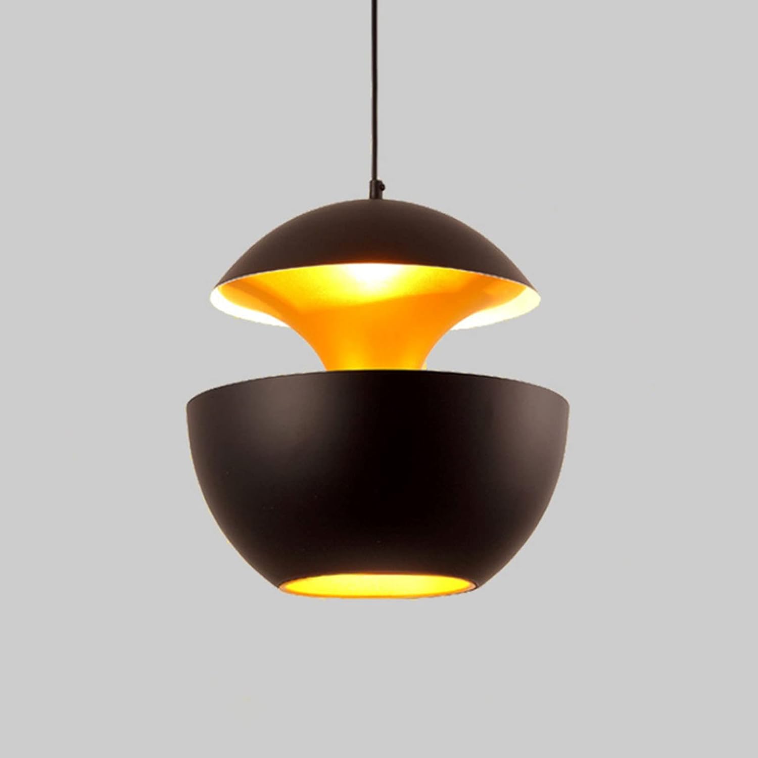 Nordic Modern Retro Luxe Hanglamp - Vintage Industriële E27 Edison Fitting - Enkelvoudige Kop - Keuken Eiland Cafe Pendelverlichting - Zwart - Diameter 35 cm - Voor Woonkamer, Slaapkamer, Kantoor - Scandinavisch Design