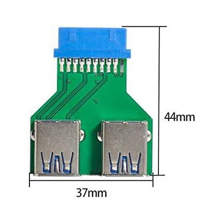 USB 3.0 20-Pin Moederbord Header Adapter - A-Type Aansluiting - Moederbord Converter met Dual USB 3.0 Poorten