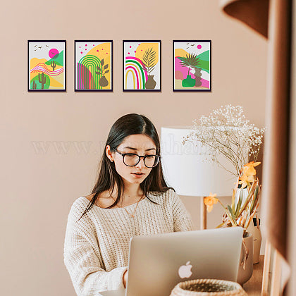 5 stuks voor Schilderen en Tekenen: Bohemian Stijl met Natuurelementen, Zon, Maan, Planten - Ideaal voor DIY Scrapbook, Fotoalbums - 297x210mm, Herbruikbaar en Geschikt voor Meerdere Oppervlakken
