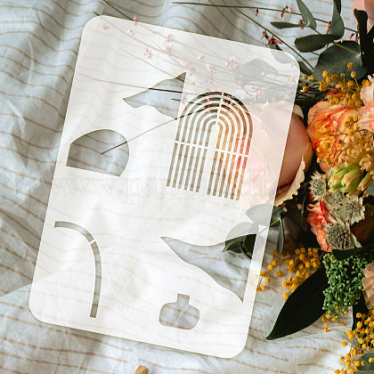 5 stuks voor Schilderen en Tekenen: Bohemian Stijl met Natuurelementen, Zon, Maan, Planten - Ideaal voor DIY Scrapbook, Fotoalbums - 297x210mm, Herbruikbaar en Geschikt voor Meerdere Oppervlakken