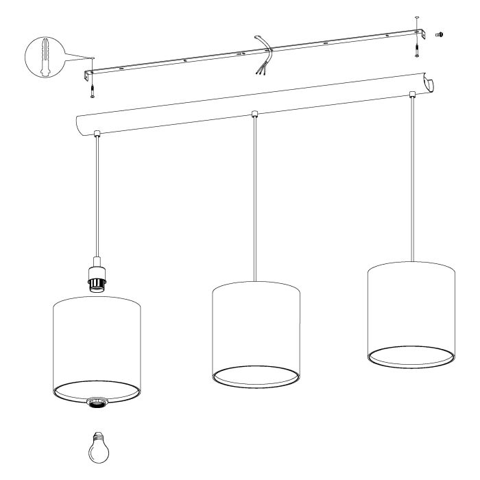 EGLO ARNHEM Hanglamp - Staal - Wit - Lampenkap van Papier en Zeewier - E27 Fitting - IP20 Veiligheidsklasse - Afmetingen: 1020x240x1100 mm - 2,75 kg - 220-240V Voedingsspanning - Exclusief Lichtbron - Voor Woonkamer/Eetkamer