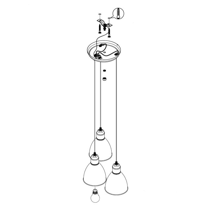 Hanglamp - Priddy Grijs - 150cm Lang - Industriële Stijl - Zwart Metaal - Retro Ontwerp - Verstelbare Ophanghoogte - E27 Fitting - Voor Woonkamer, Eetkamer of Kantoor - Energiezuinige Verlichting - Tijdloos Design