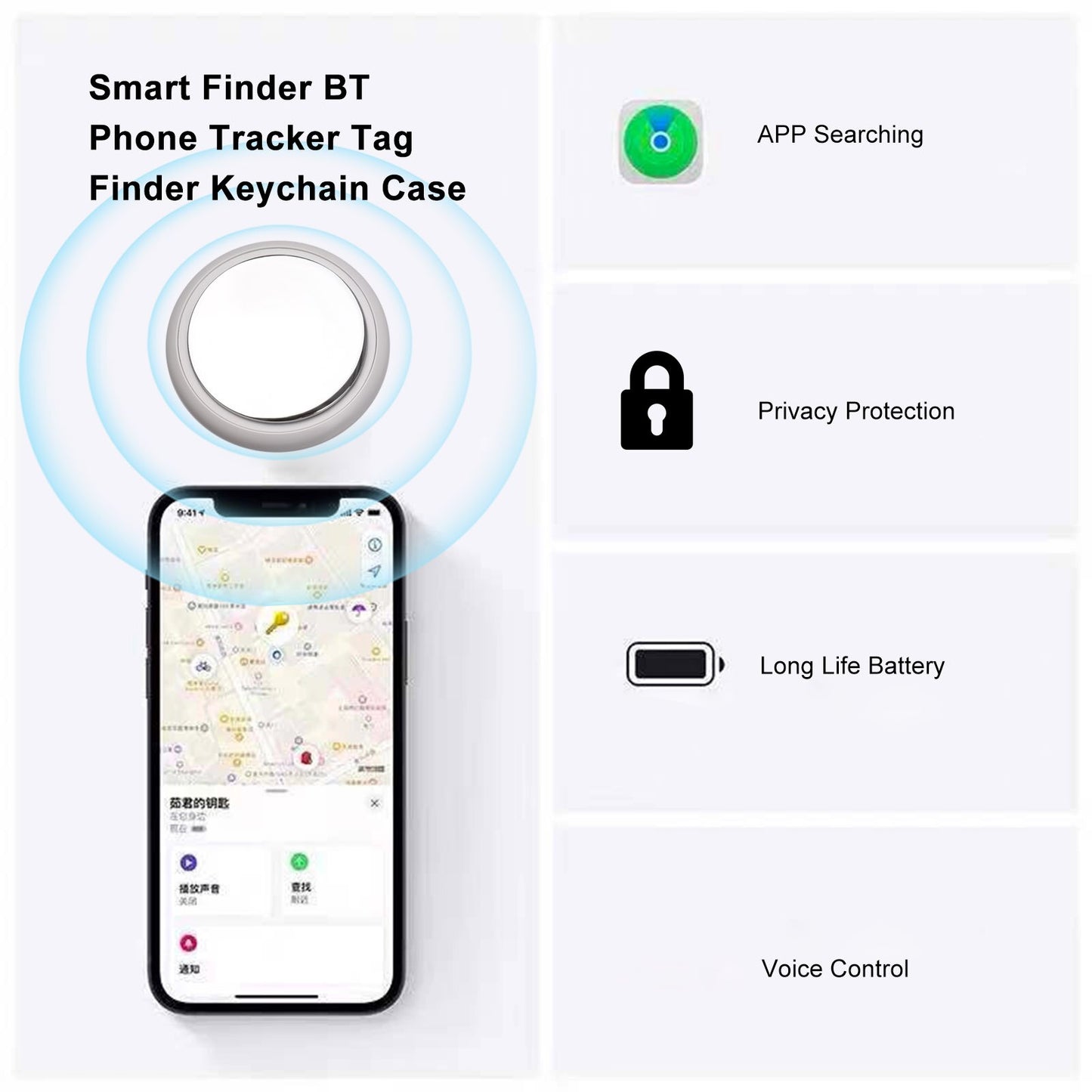 Smart Tag Sleutelvinder & Wallet Tracker - GPS Tracker - Bluetooth Tracking Tag - Naadloze 'Find My' Integratie, Water- & Stofbestendig, Vervangbare Batterij - Ideaal voor iOS / Android - 2024
