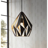 Hanglamp Carlton 1 - Industrieel Design - Zwart en Koper - Metalen Kap - E27 Fitting - Retro Hanglamp - Verstelbare Hoogte - Voor Woonkamer, Eetkamer of Kantoor - Stijlvolle Verlichting - Modern en Tijdloos Ontwerp