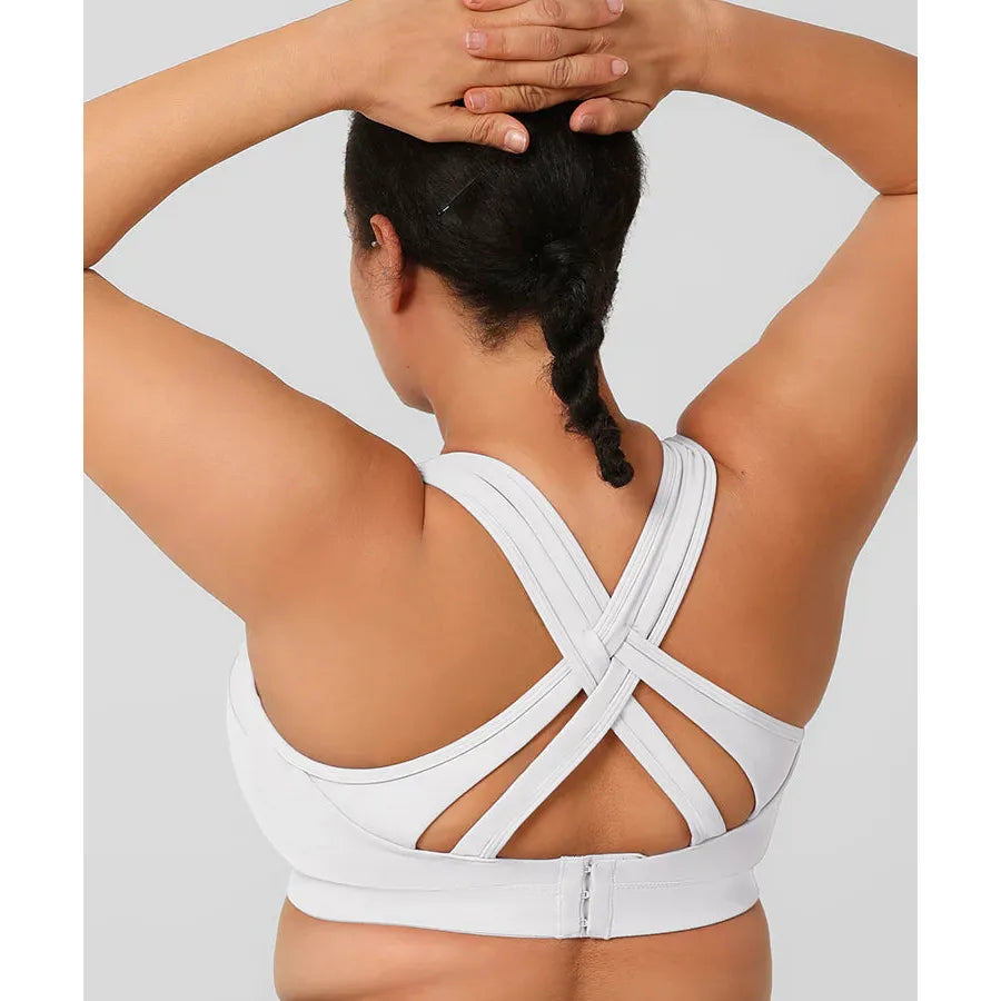 Yvette sportbeha high support draadloos – racerback sport bh met voorgevormde cups – ademende fitness beha voor hardlopen wandelen yoga en workout – sport bra met mesh paneel en haaksluiting maat 3XL 4XL