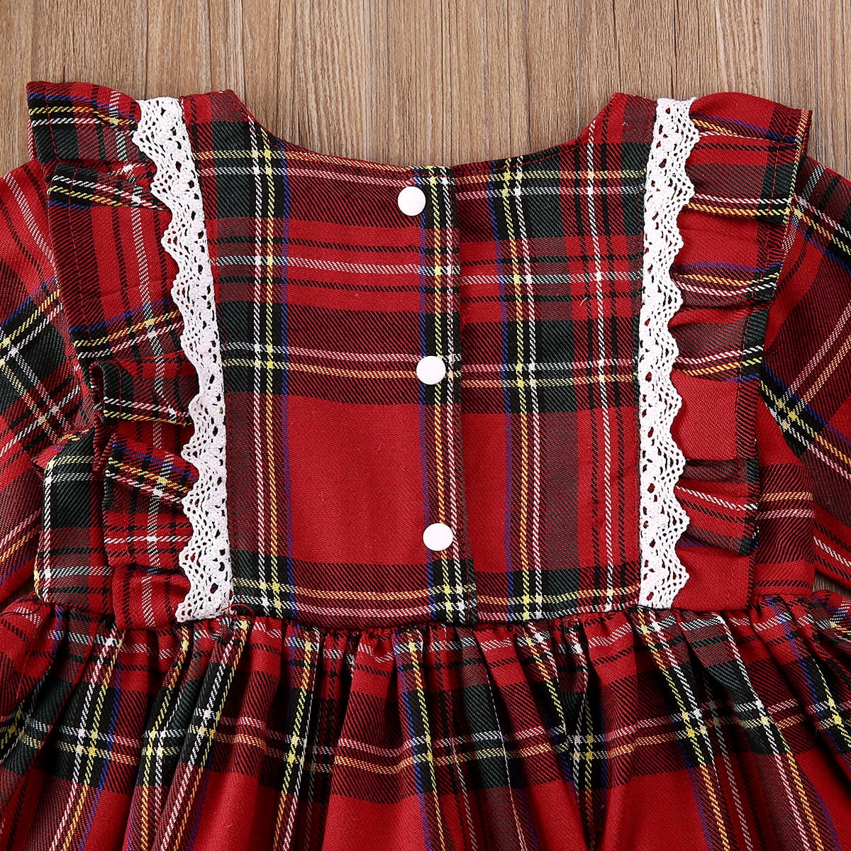 Kerstmeisjes Rode Jurk - Kant & Ruches Tutu Feestjurk - Meisjes Geblokte Jurk - Kant Ruches Tutu Feestjurk - Prinsessen Casual Jurk voor Peuters en Kleuters