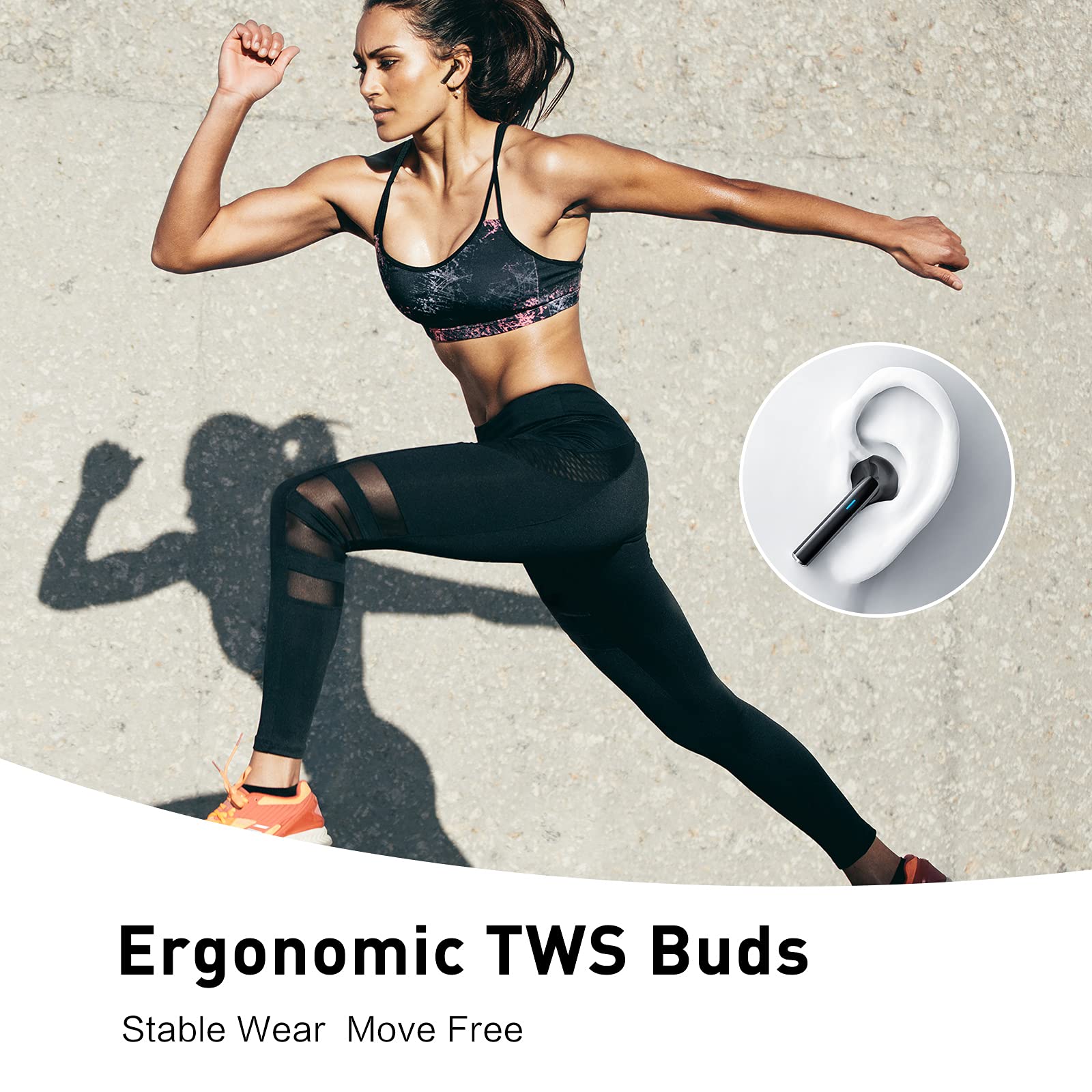 Inphic - X16 Bluetooth Headset - TWS Koptelefoon - Draadloze Hoofdtelefoon - Oordoppen - Earbuds - IPX7 Waterdicht - HiFi Geluid - Lange Batterijduur - Met Microfoon - Zwart