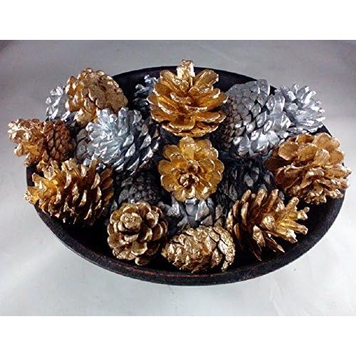 Kerst Dennenappel Versieringen - Natuurlijke Ornamenten in Goud en Zilver voor Kerstboom Decoratie - Set van 18