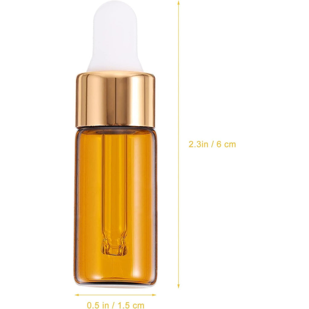 Mini Dropper Bottles for Essential Oils - Small Dark Glass Bottles for Perfume Samples 5 ml - Set van 10