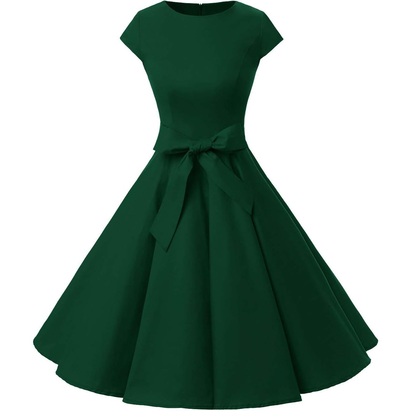 1950s Retro Swing Jurk voor Dames – Vintage Rockabilly Cocktailjurk – Met Capmouwtjes, V-Hals en Verwijderbare Riem – A-lijn Silhouet – Knielang – Perfect Voor Feestjes, Bruiloften, Proms en Themafeesten - Roze (kopie)