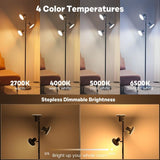 36W - Moderne - LED - Boomvormige - Staande - Vloerlamp - Dimbaar - Staande - Lamp - met - Afstandsbediening - en - Touch - Control - 3 - Draaibare - Armen - 4 - Lichtkleuren - Warm - tot - Daglicht - 2500 - Lumen - voor - Woonkamer - Slaapkamer - Kantoor