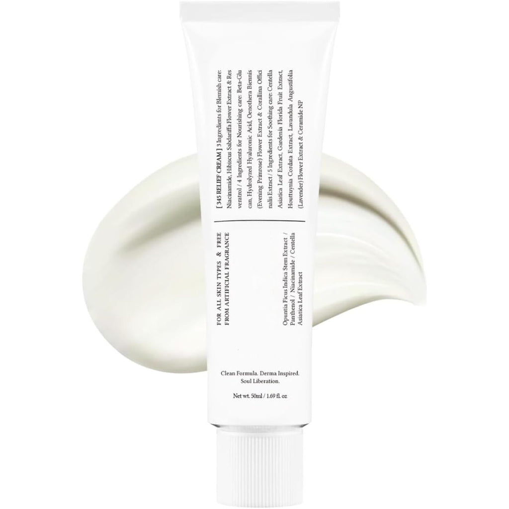 345 Relief Cream – Gezichtscrème voor Dagelijks Gebruik – Hydraterend en Herstellend – Niet Vettig – Voor Alle Huidtypes – 50 ml