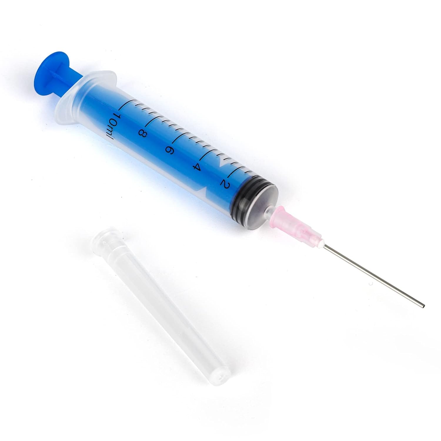 5 Stuks - 10 ml Spuitset met Stompe Naalden - Herbruikbare Kunststof Doseerspuiten - Inclusief Luchtdichte Doppen - Voor Hobby, Doe-Het-Zelf, Huisdierverzorging en Cosmetica