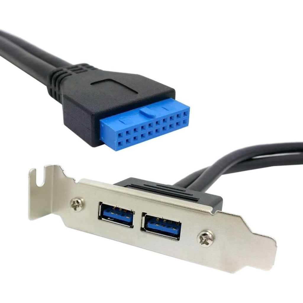USB 3.0 Female naar 20-Pin Moederbord Adapterkabel met Laag Profiel PCI Bracket - 40 cm - Eenvoudige Installatie en Dubbele USB 3.0 Poorten