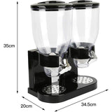 Dubbele Cornflakes Dispenser – Voorraadpot – Granen Dispenser – 2 x 500g Capaciteit – Voor Ontbijtgranen, Snacks en Droge Producten – Zwart