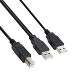 80cm Dual USB 2.0 naar Standaard B Mannelijke Y-Kabel - Ideaal voor Printers, Scanners & Externe Harde Schijven - Compatibel met 2.5" HDD - Gegevens- en Voedingsconnectie