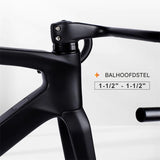 700C Carbon Road Bike Frame – 49 cm – Schijfrem – Volledige Interne Kabelgeleiding – Inclusief Carbon Vork, Zadelpen, Doorlopende As en Geïntegreerd Stuur – Voor BB86 Bracket & 142×12 mm Achteras
