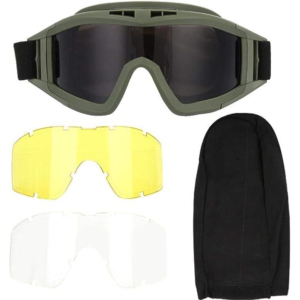 Anti-condens Bril voor Outdoor Activiteiten - Beschermende Tactische Oogbescherming - Anti-stof, Anti-condens Goggles - Duurzame Bescherming voor Avontuurlijke Activiteiten - 2 x Lens - Leger groen