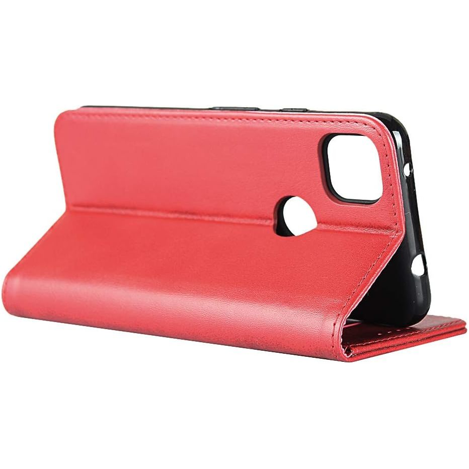 Portemonnee Lederen Hoesje voor Google Pixel 4A - Flip Hoesje met [3 Kaartsleuven][Staande Houder][Magnetische sluiting], Lederen Telefoonhoesje voor Google Pixel 4A - Rood, Hoogwaardig Leer, Handige Stand, Veilige Sluiting, Luxe Bescherming