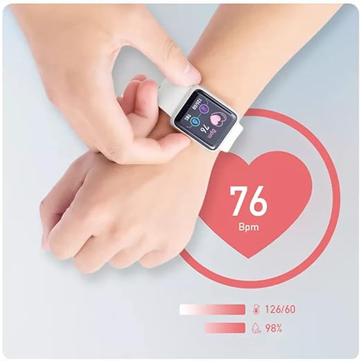 Multifunctioneel Fitness Smartwatch in Klassiek Zwart - 1.44" LCD-Scherm - Geavanceerde Hartslag-, Bloeddruk- en Zuurstofmonitoring - Volg Sportprestaties en Dagelijkse Activiteiten - Elegant Accessoire voor Elke Gelegenheid - Inclusief Oplaadkabel