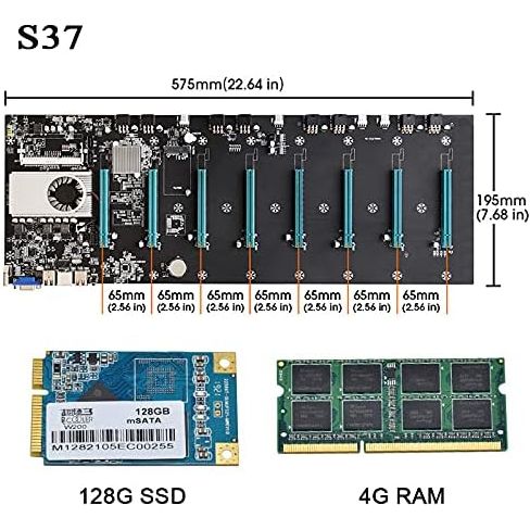 Krachtige ETH BTC-S37 Mining Moederbord Set - Inclusief 128GB SSD en 4GB RAM + 2000W Voeding - Ondersteunt 8 GPU's - Ideaal voor Crypto Mining