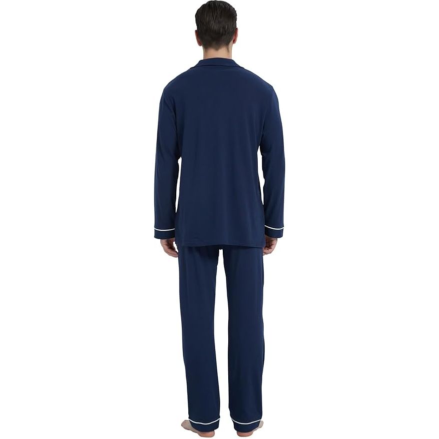 2 Delig - Heren Pyjama Set  - Lange Mouwen - 100% Katoen - Knopen-Down Nachtkleding - Zachte en Ademend Lounge Set - Met Notch Kraag en Zijzakken - Perfect voor Slapen en Ontspannen