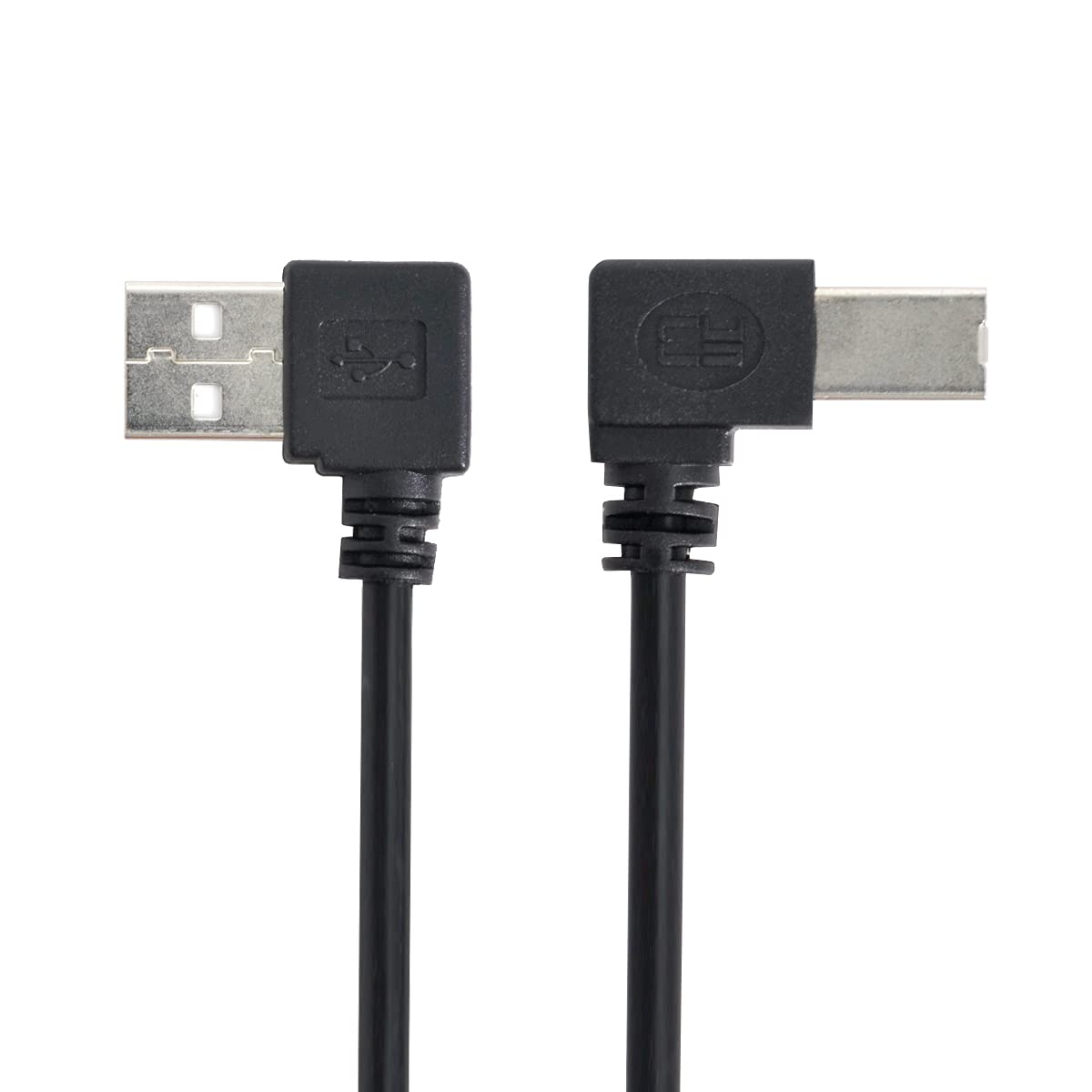 1 Stuk Zwart Gevlochten USB 2.0 A Male naar B Male Printer & Scanner Kabel met Rechte Hoek - 100cm, 90 Graden Aansluiting voor Efficiënte Dataoverdracht