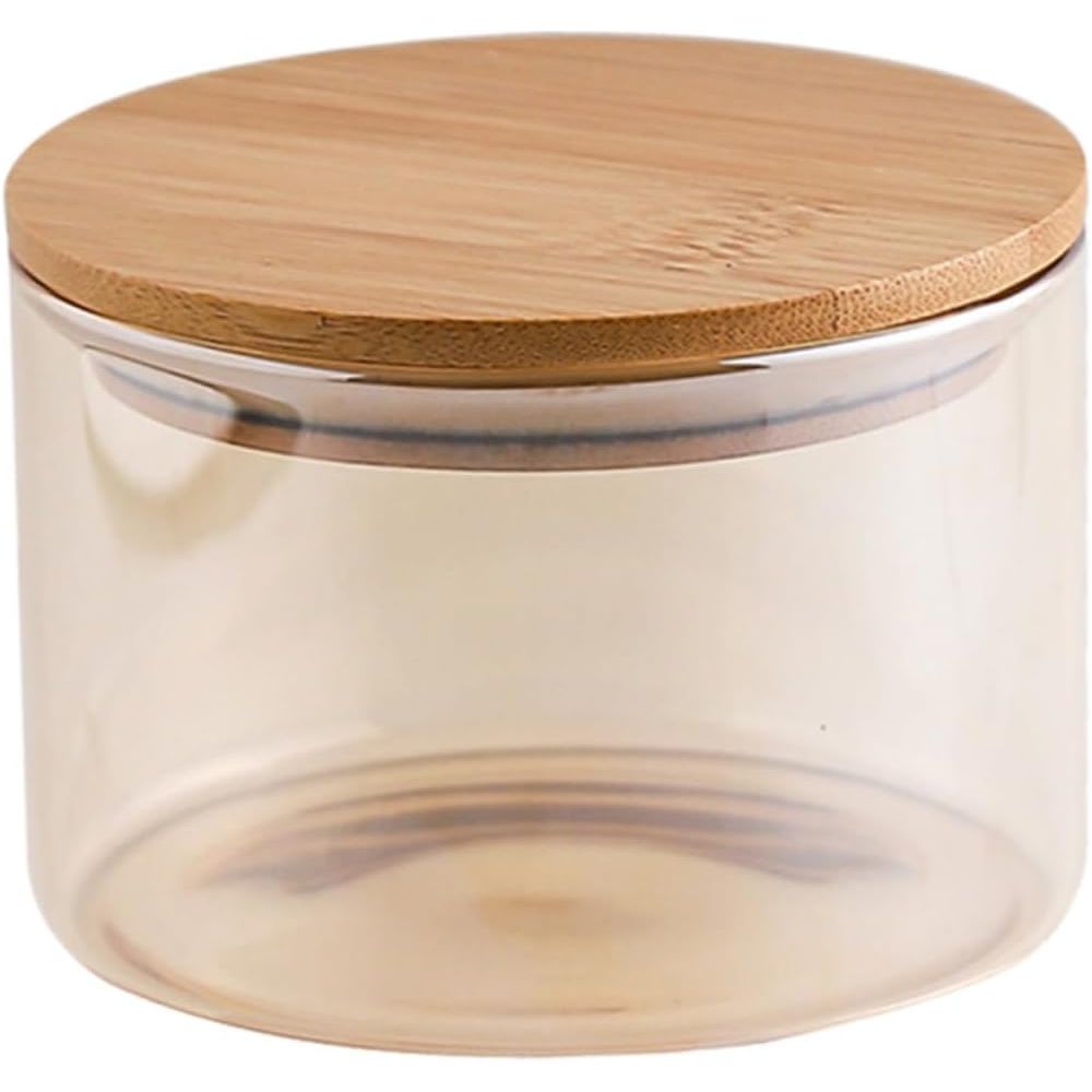 Glazen Voorraadpot - Mini Glazen Koekjestrommel - Keukenopslag Container - Glazen Theeblik - Apothekerspot - Voor Droogvoer, Granen, Suiker, Koffie, Honing - Luchtdichte Opslagpot - 10.5 x 10.5 x 10.5 cm - Transparant Glazen Voorraadbus