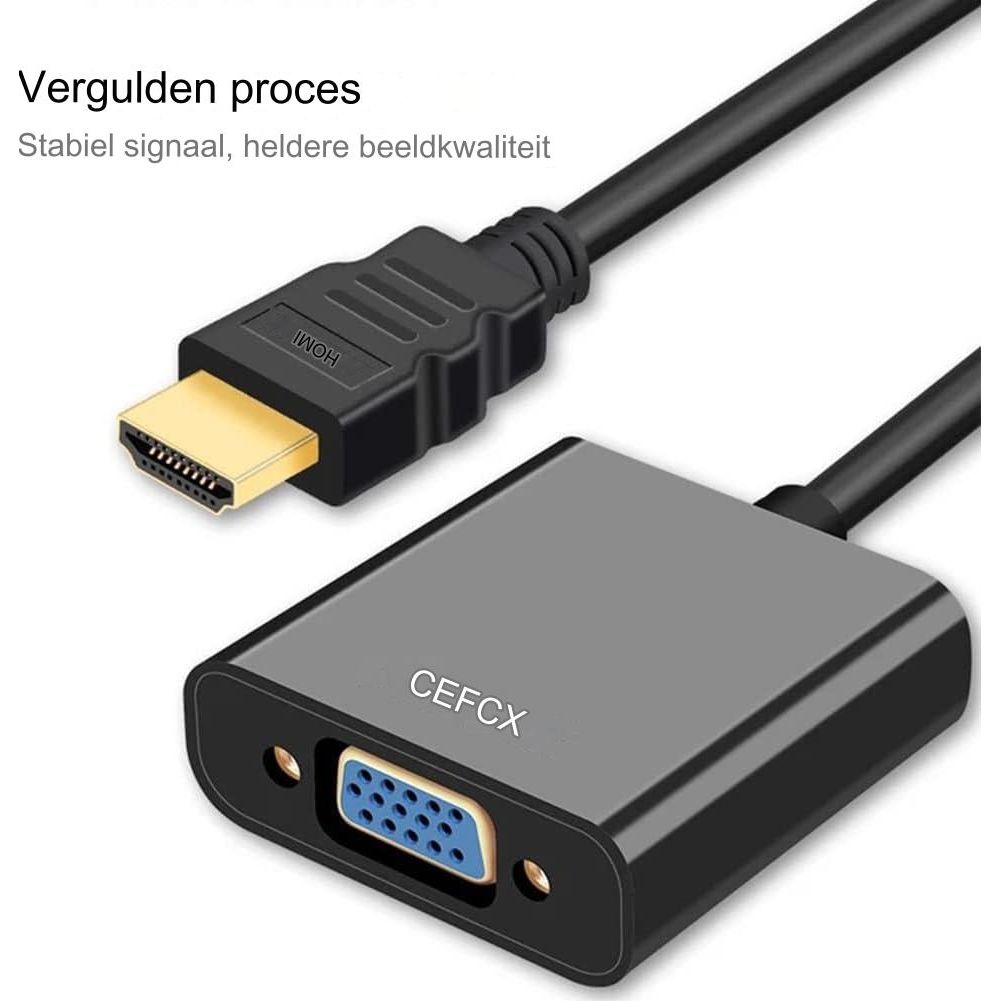 HDMI Naar VGA Adapter Met 3.5mm Audio Kabel & Voedingskabel - HDMI Male Naar VGA Female - 1080p 60Hz Ondersteuning - Voor Laptop, Monitor, Projector, TV - Plug & Play - Hoge Compatibiliteit - Goudgeplateerde Connector