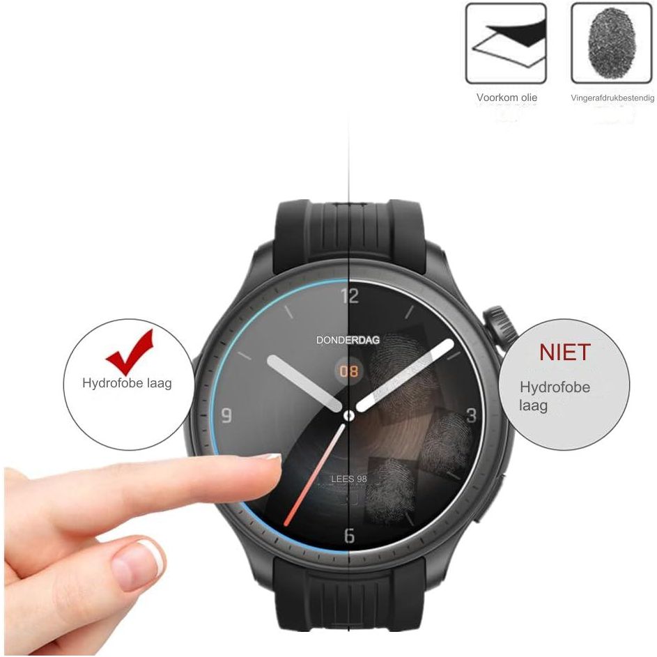 3 Pack - 9H Gehard Glas Screen Protector voor Amazfit Balance Smartwatch - Krasbestendige Tempered Glass Folie - 2.5D Gebogen Randen - Hoge Gevoeligheid - Eenvoudige Installatie met Zuignap - Explosiebestendig - Glanzende Afwerking