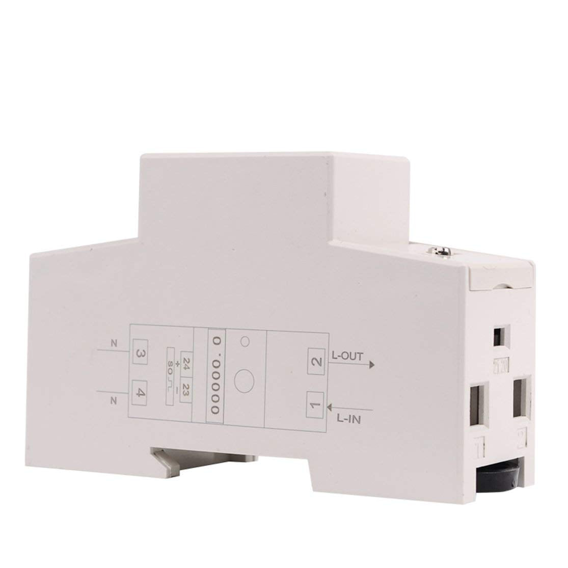 SINOTIMER - DDS015 - 230V DIN Rail Enkelfase Wattmeter - Energiemeter AC met Resetfunctie Kaemma - Vermogensverbruik en Elektronische Energiemeting - Kleur: Wit