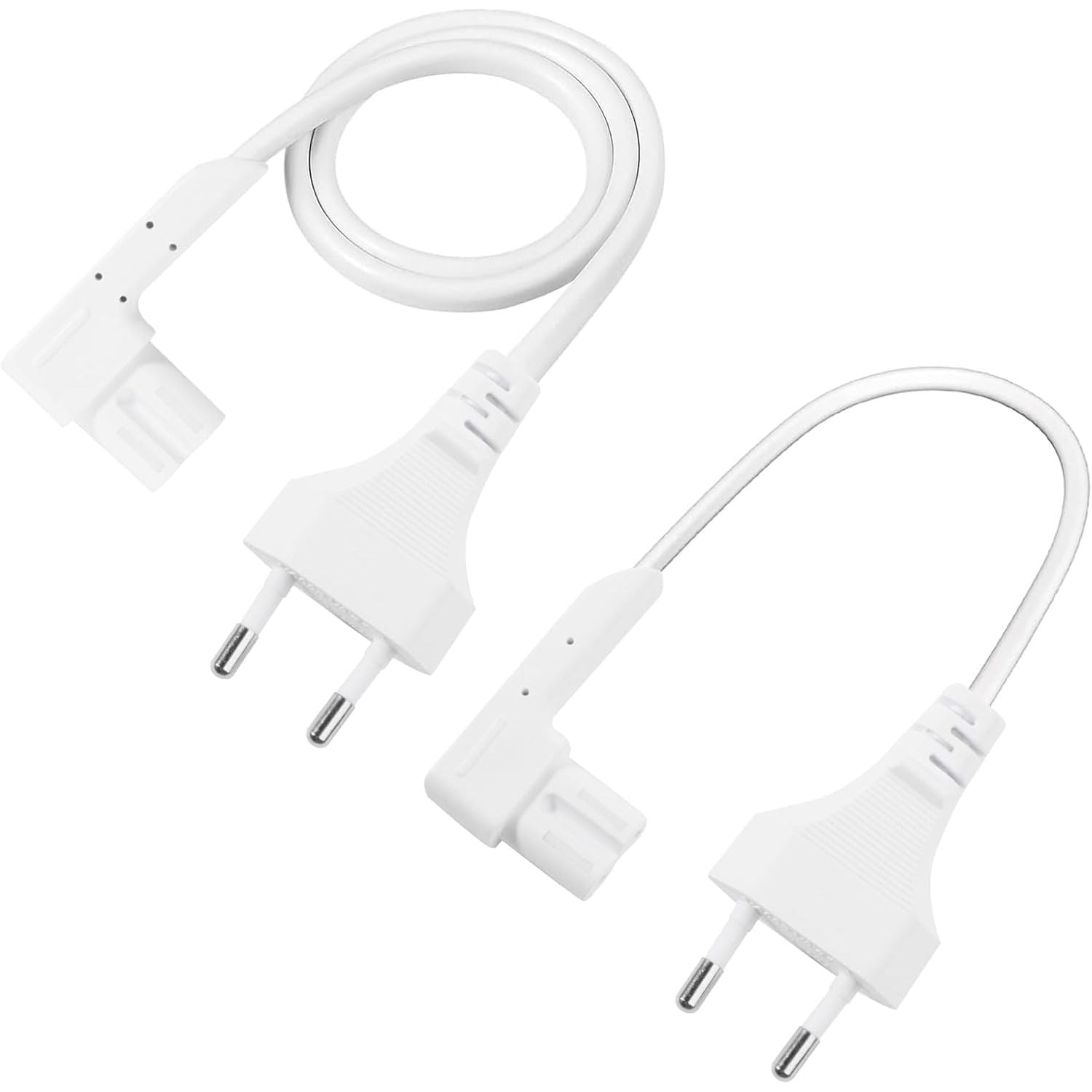 Sonos Play Voedingskabel Set – 2 Stuks (0,35 m & 0,5 m) – Compatibel met Sonos Play:1, One & One SL – 90° Haakse Stekker – 2A/250V – PVC Kabel met Zuiver Koper – UL-gecertificeerd – Ideaal voor Audio, Video & Kleine Apparaten – Wit