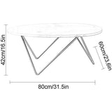 Moderne Witte Marmeren Salontafel - Creatieve Metaal Basis met Eivormig Ontwerp - Stijlvolle Tafel voor Woonkamer - Duurzaam en Makkelijk Schoon te Maken - 80x60x42cm