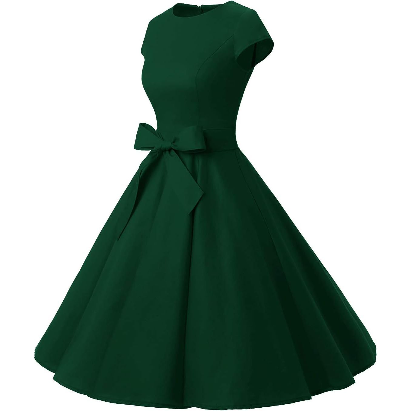 1950s Retro Swing Jurk voor Dames – Vintage Rockabilly Cocktailjurk – Met Capmouwtjes, V-Hals en Verwijderbare Riem – A-lijn Silhouet – Knielang – Perfect Voor Feestjes, Bruiloften, Proms en Themafeesten - Roze (kopie)