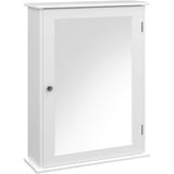 VASAGLE Badkamer Spiegelkast - Wandkast met Spiegeldeur - Verstelbare Legplank - Opbergkast voor Badkamer, Woonkamer of Hal - 41 x 14 x 60 cm - MDF Hout - Wit