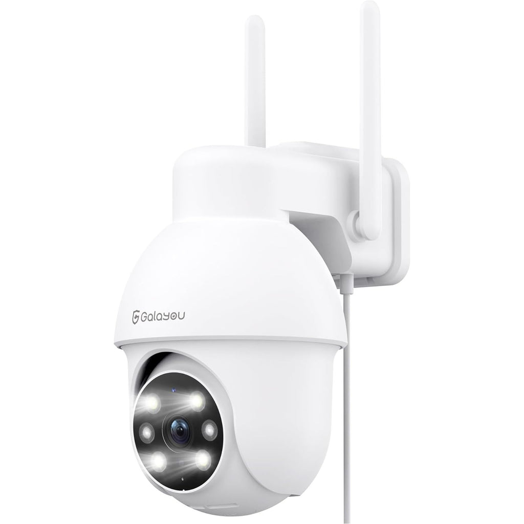GALAYOU 2K Buitencamera met 360° Zicht - CCTV Bewakingscamera met Wi-Fi, Pan-Tilt Zoom en Kleuren-Nachtzicht - Realtime App Meldingen en 2-Weg Audio voor Optimale Thuisbeveiliging