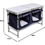 Inklapbaar Campingkastje met Aluminium Frame - Lichtgewicht - Twee Opbergvakken - 120x47x68 cm - Hitte-, Kras- en Waterbestendig - Perfect voor Kamperen en Picknicken